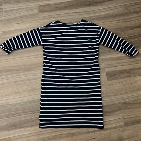 Navy Striped Dress 3/4 Length Sleeves - Picture 3 of 3